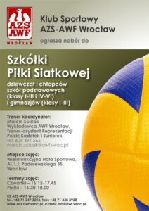 Klub Sportowy AZS AWF Wrocław ogłasza nabór do Szkółki Piłki Siatkowej